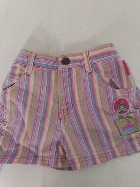 Y2K Barbie Shorts Stripe Pink Denim Girls Size 5 2004 Canoe Camping Mattel